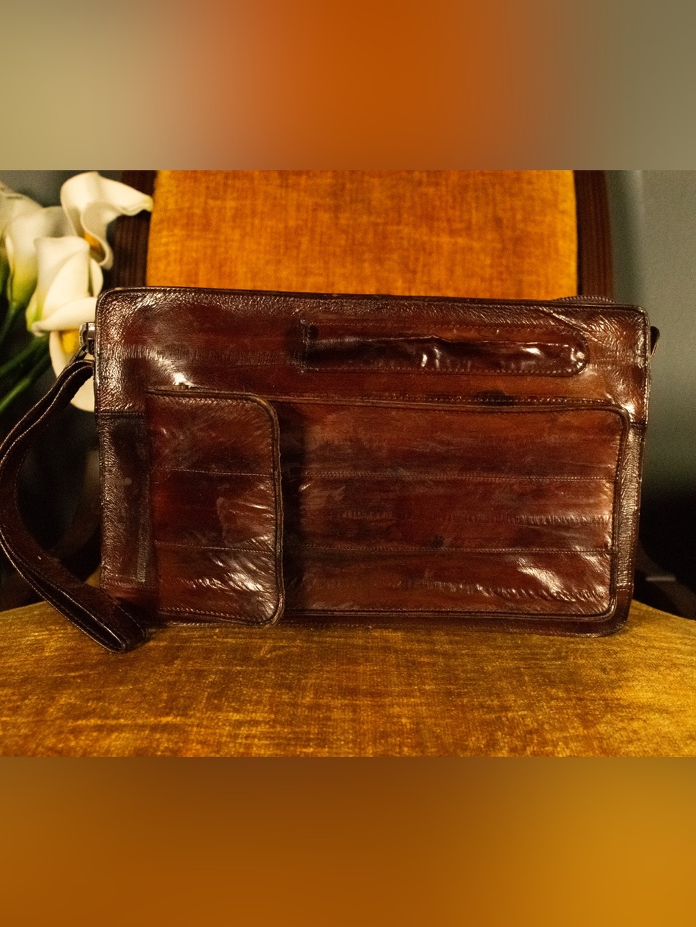 80’s Vintage Genuine Eel Skin Portfolio Clutch